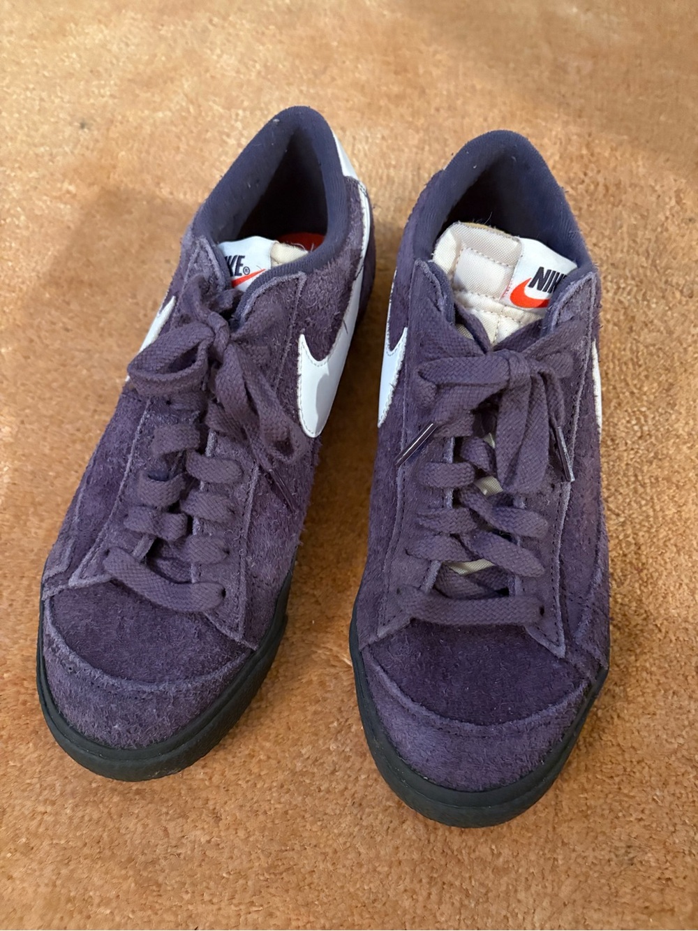 Nike Low Blazer Purple Suede Low-Top Sneakers with White Swoosh
